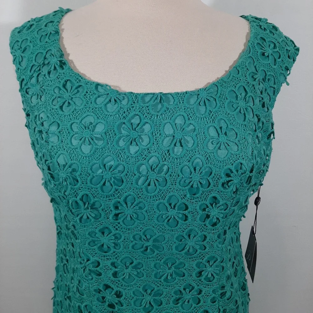 NWT Adriana Papell lace overlay turquoise blue dress 10 - Picture 4 of 15
